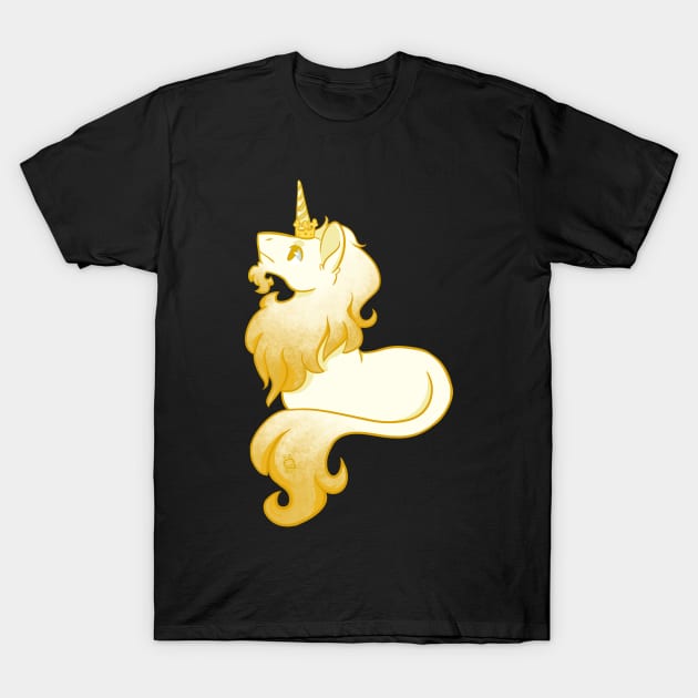 Golden Unicorn T-Shirt by LeafBunnyStudios